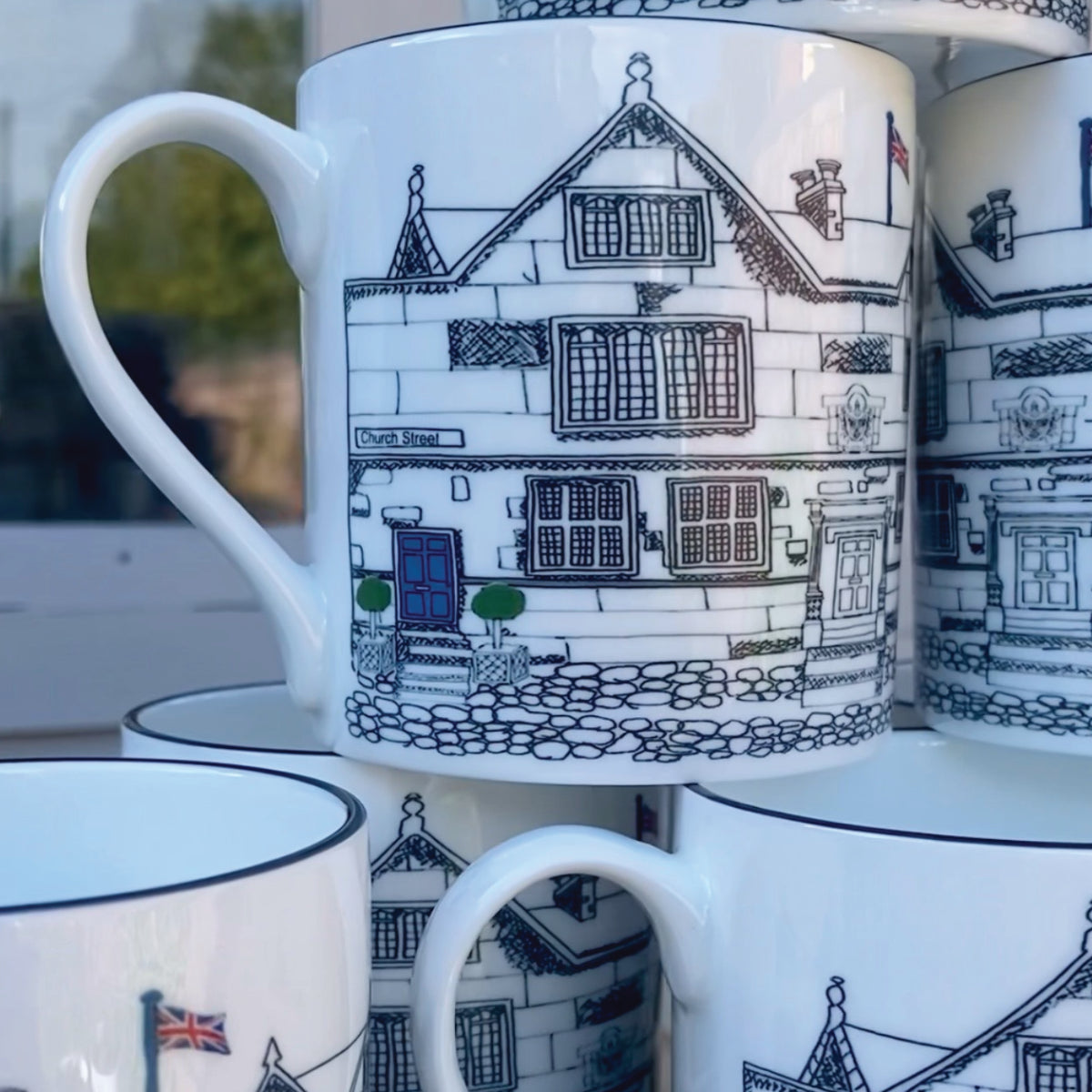Bespoke Hand-Illustrated Fine Bone China Mug Set (Set of 10)