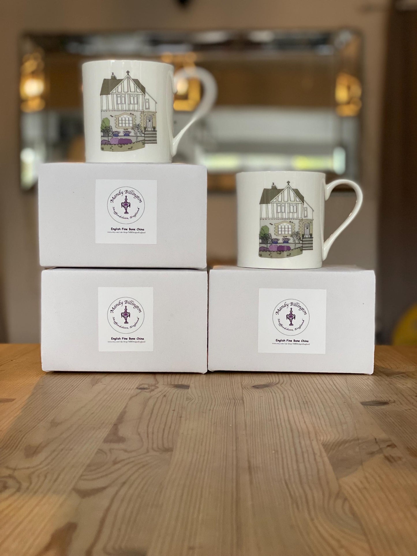 Bespoke Hand-Illustrated Fine Bone China Mug Set (Set of 10)